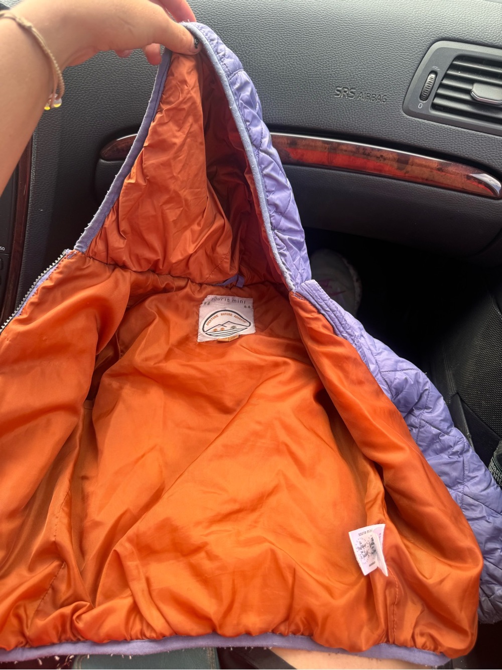 Souris Mini Quilted Hooded Puffer Jacket in purple size 2-3 - Picture 4 of 8